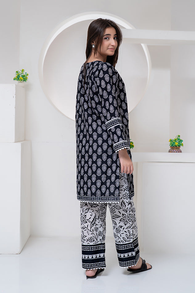Cord-023A, 2 piece printed, black and white