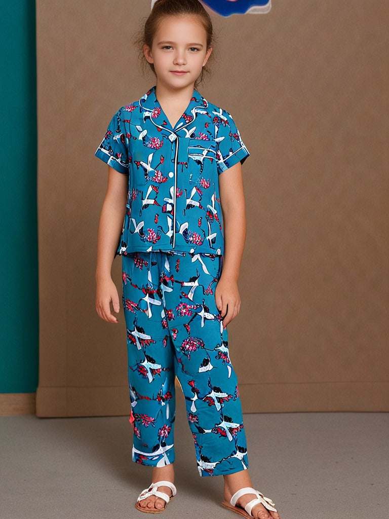 Kids klub cozy sleepwear breathable & light weight pajama set-blue; animal