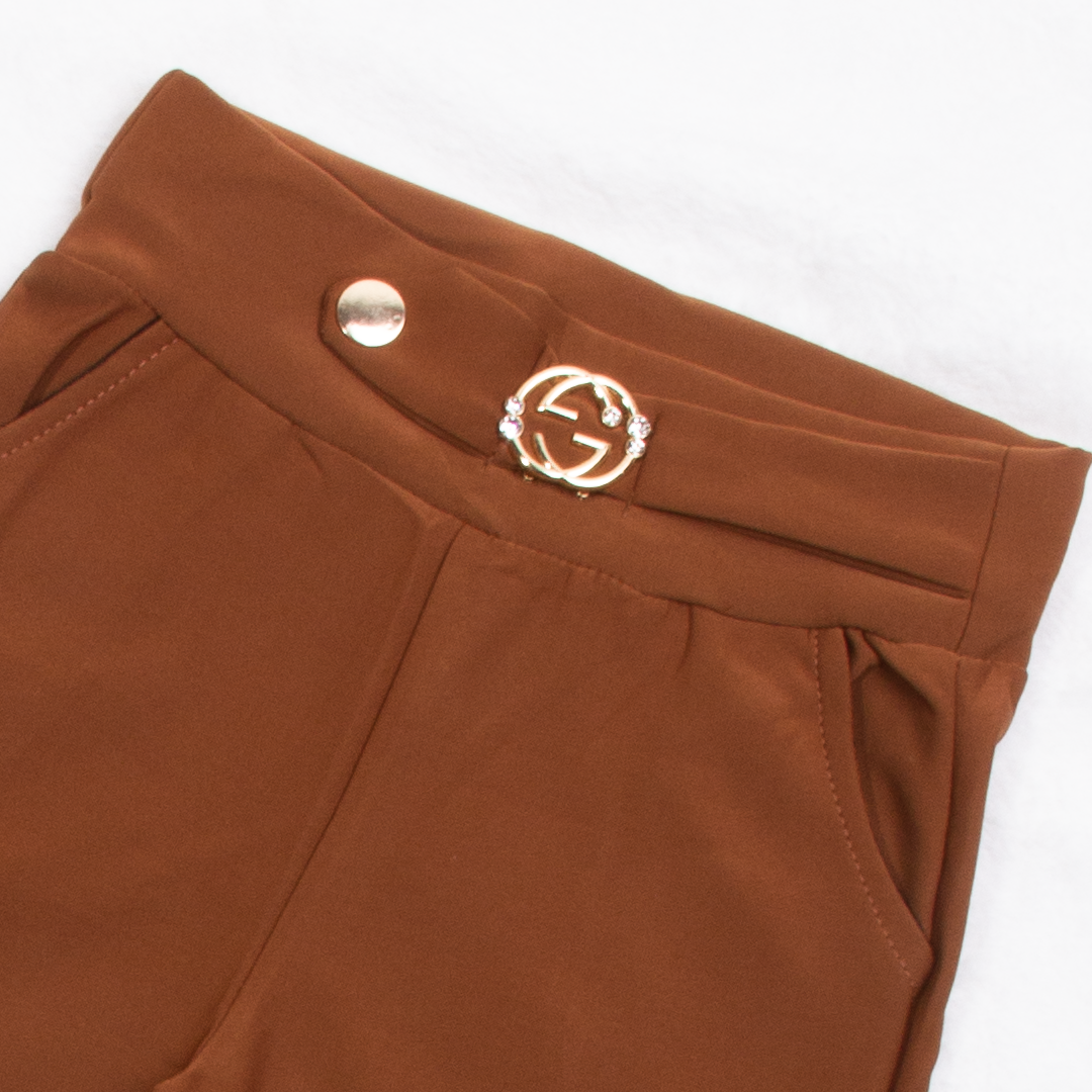 Girl Brown Fancy Clip Pant