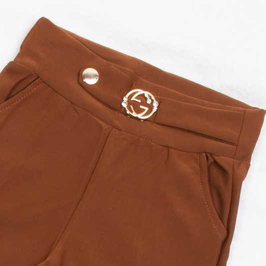 Girl Brown Fancy Clip Pant