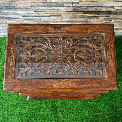 Darbari Wooden Handicrafted Nesting Table Set Of 4