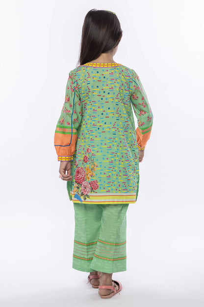 2Pcs Printed Lawn Suit LT-Green SKU: MAC-018