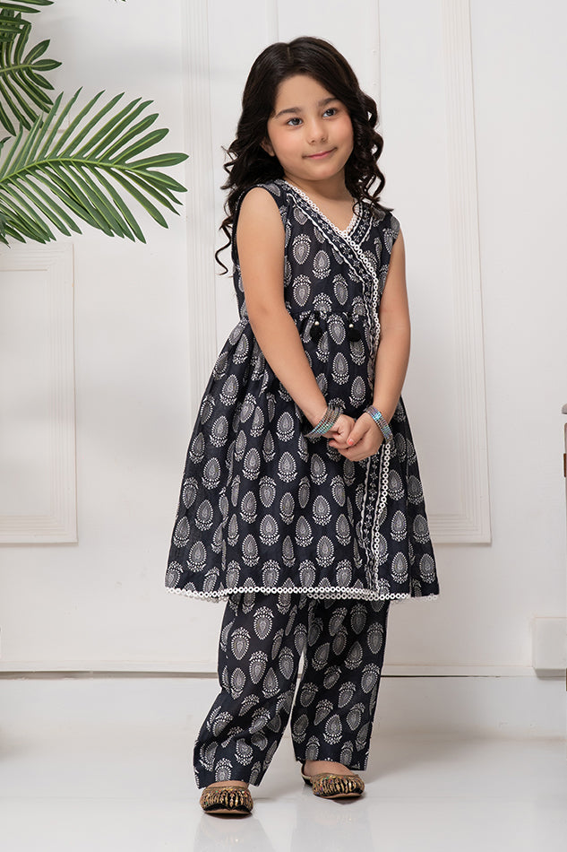 Cord-023B, Anrakha Frock With Trouser, 2piece printed