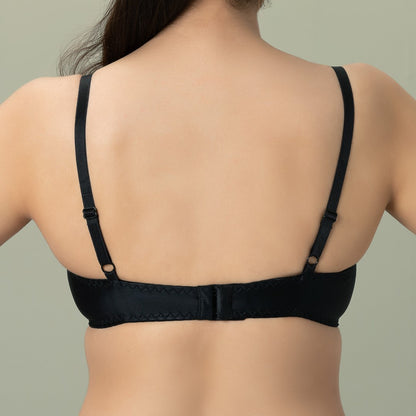 MARVEL Rosette, Soft Lace Cup Unpadded Polyester Jersey Bra, BLACK