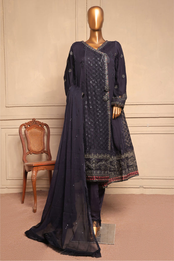Bin Saeed Stitched 3 Piece Fancy Formals Collection'2025-OMSC-2296-Blue