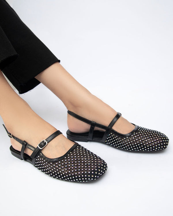ELLA Studded Mesh Sandals_black