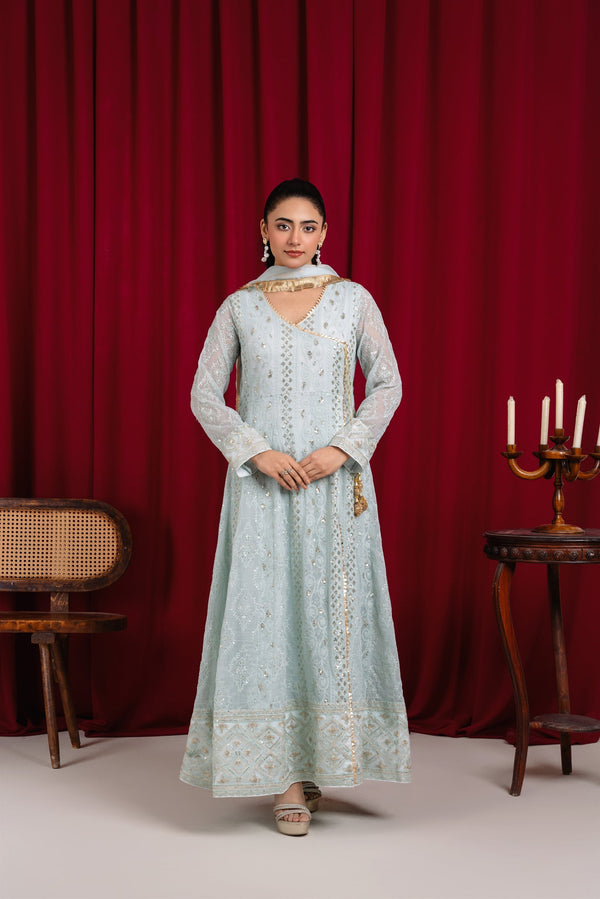 Manahils Stitched Formals Angrakha-099-Ice Blue