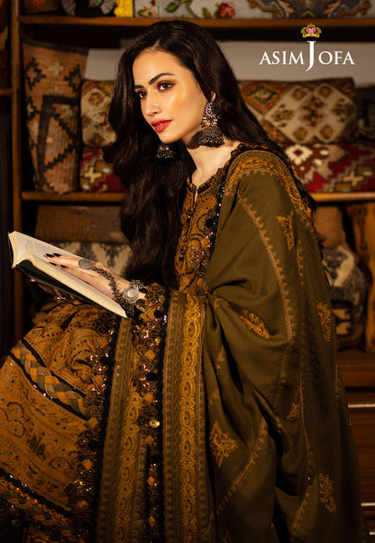 AJKT-12 EMBROIDERED SLUB RAW SILK 3 PCS