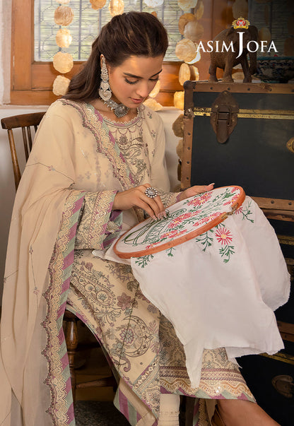 AJSW-26 EMBROIDERED LAWN SILK 3 PCS