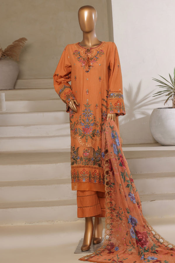 Sada Bahar Stitched 3 Piece Luxury Emb Spring Vol-06 Collection'2025-LEL6-MK-42-Mustard