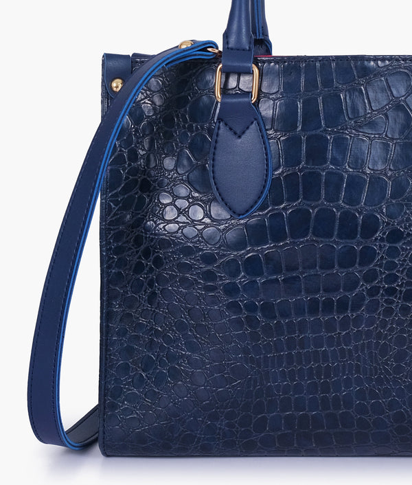 RTW Creation - Blue on-the-go crocodile handbag