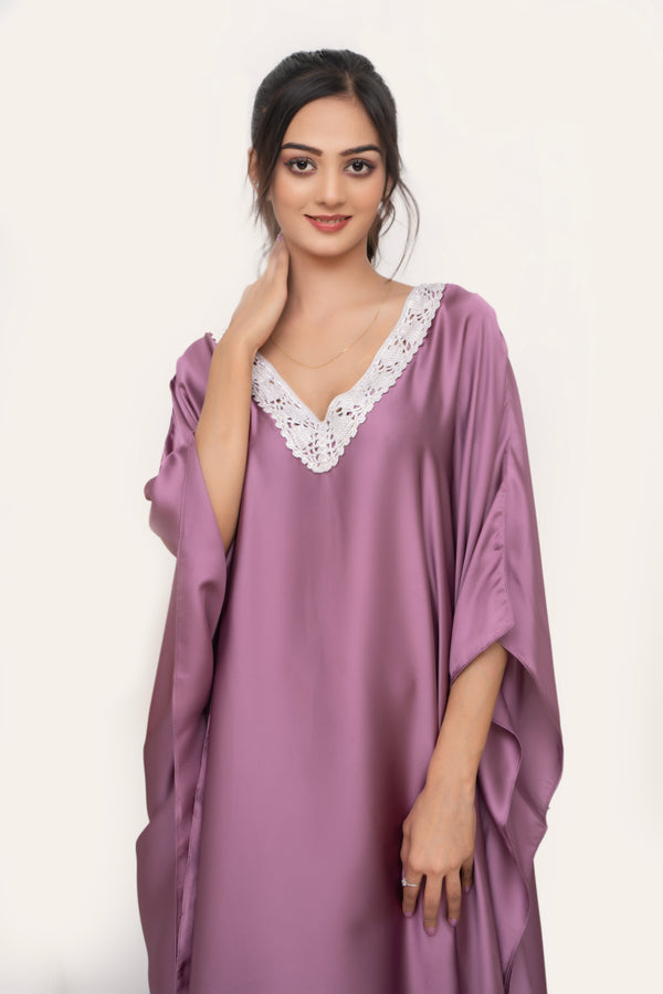 Studio By Arj Studio By Arj Women Premium Silk Purple kaftan Night Wear/loungewear For Women