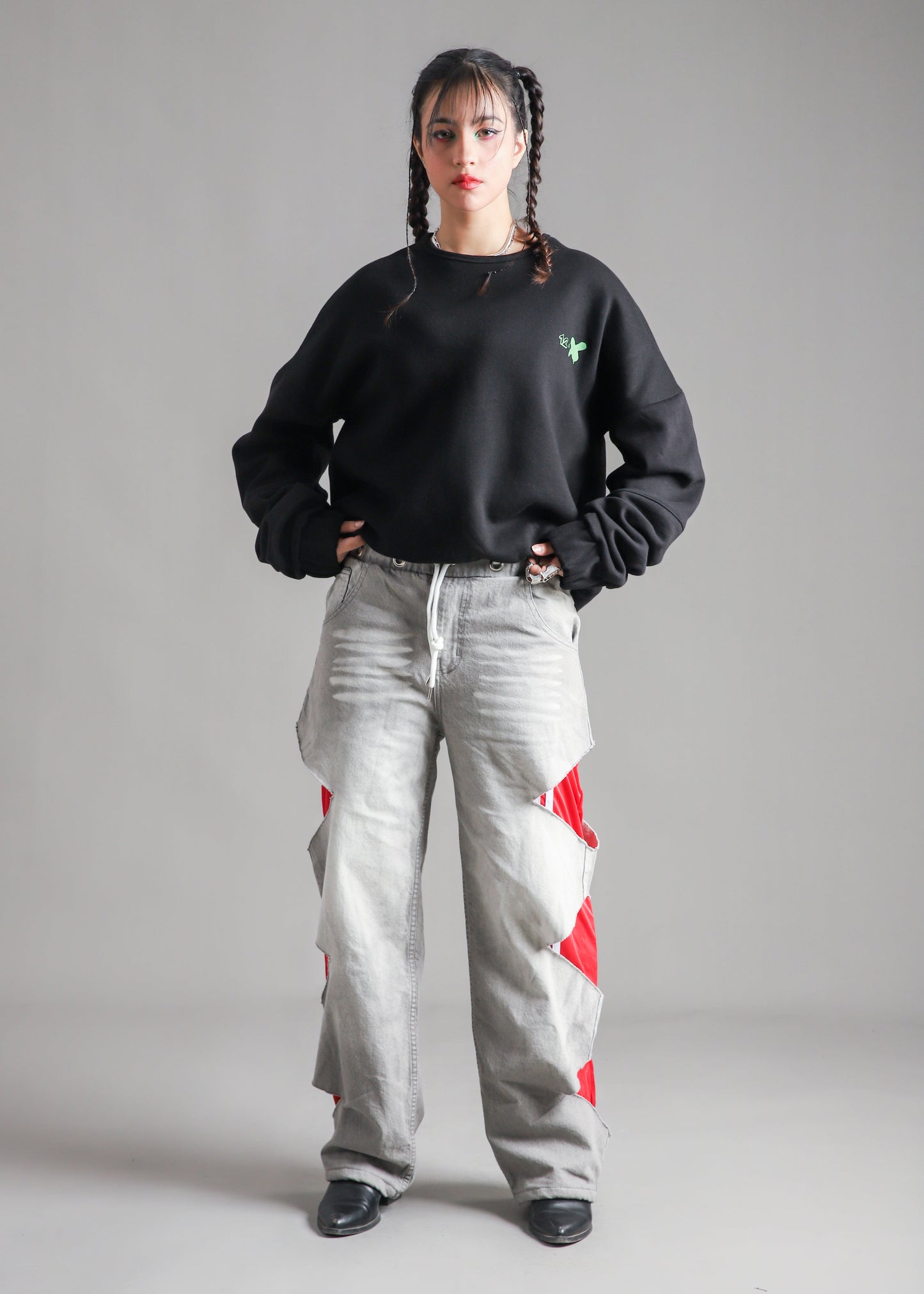 Denim Nylon Hybrid Pants