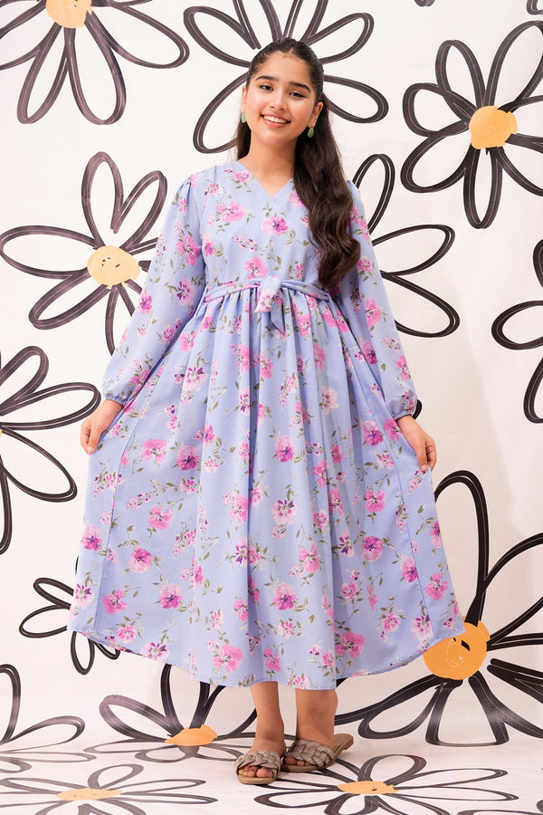 Ochre Clothing Western Tops Printed Georgette Full Length Dress
