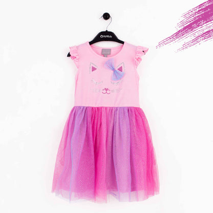 Girl Pink Cat Face Frock