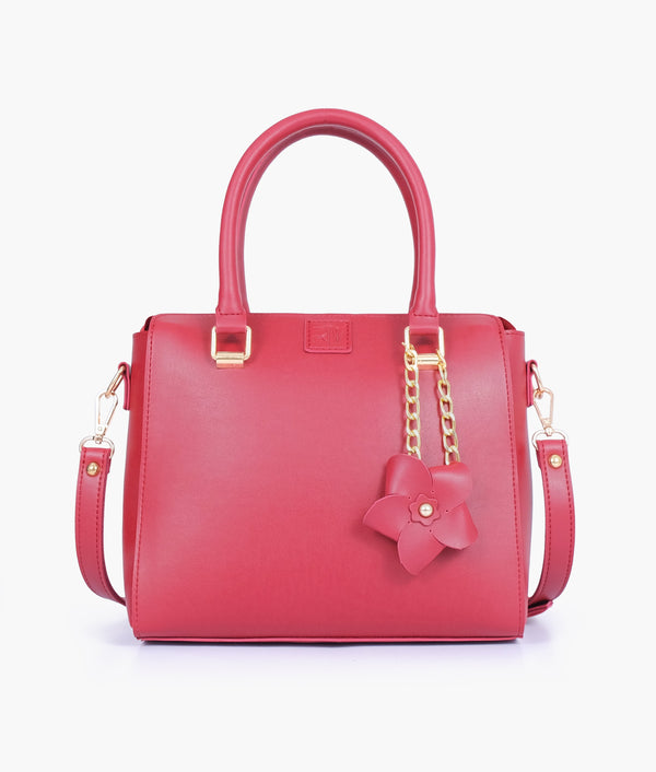 RTW Creation - Maroon handbag with flower charm