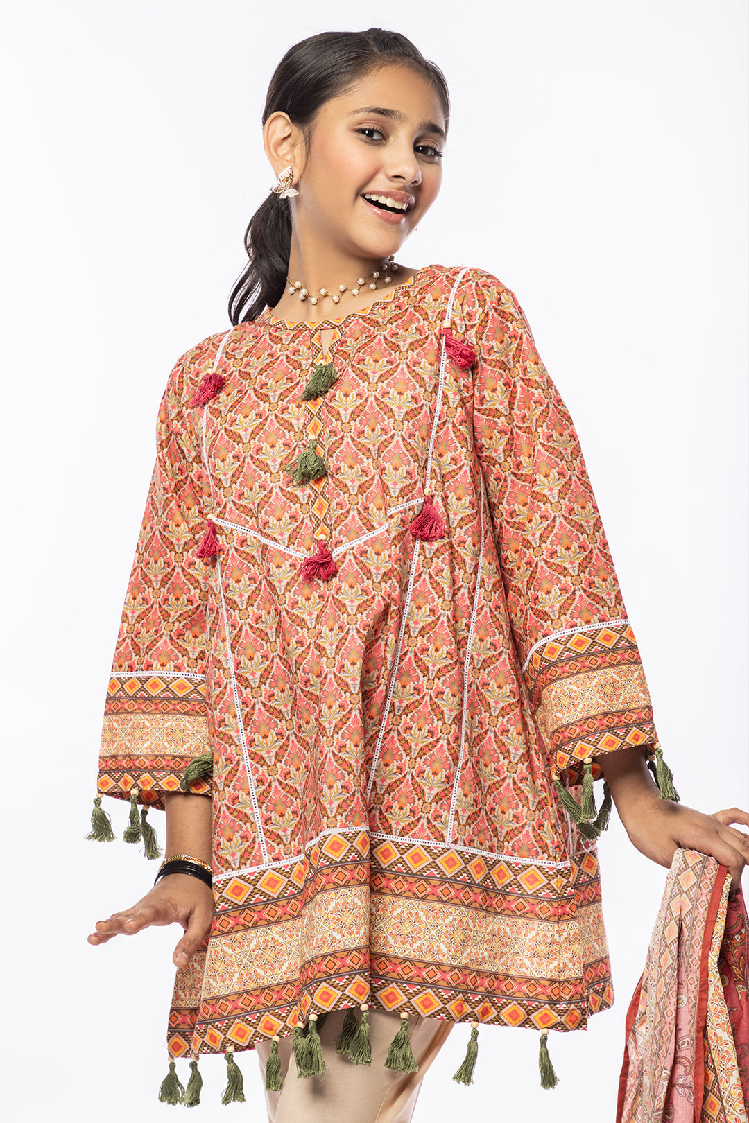 3PCS Digital Printed Lawn Shirt, Dupatta & Cotton Trouser SKU: SFRK-012