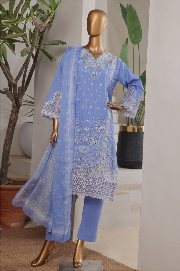 Bin Saeed Stitched 3 Piece Plain Lawn Vol-01 Collection'2025-LF-2272-Ferozi