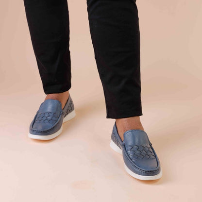 Turkiye-Made Designer Leather Shoes in Blue Color