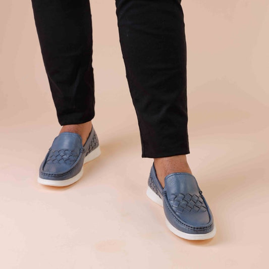 Turkiye-Made Designer Leather Shoes in Blue Color