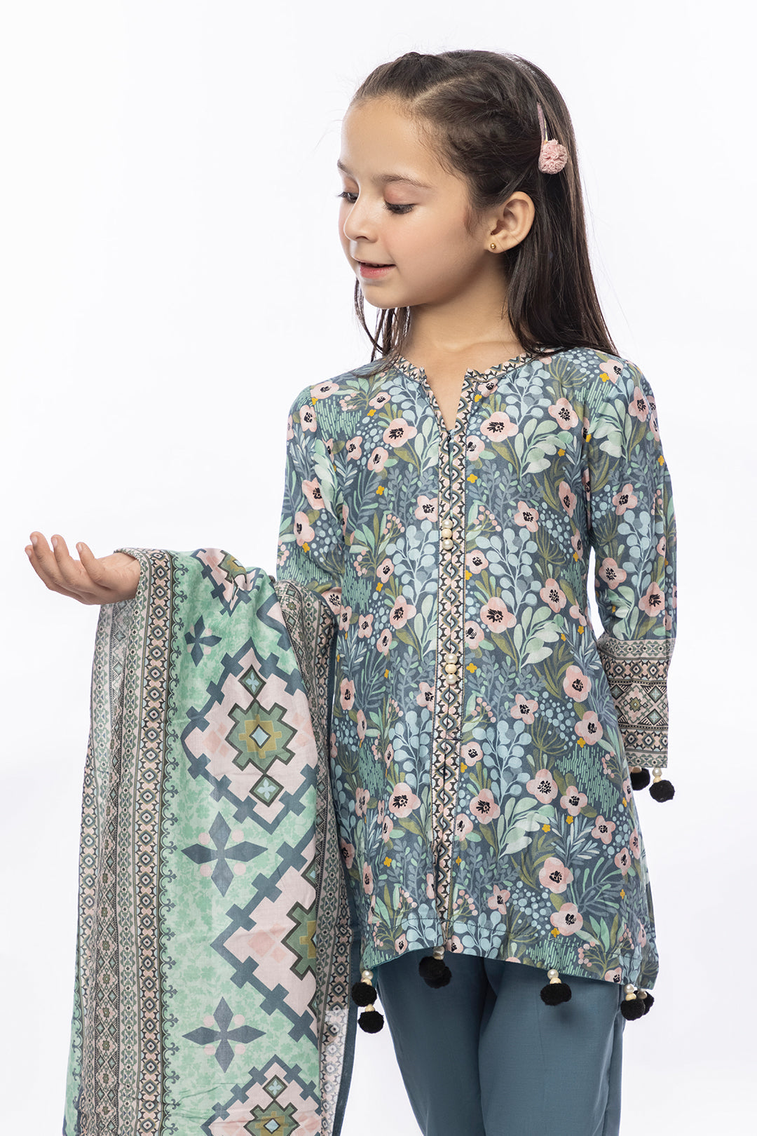 3PCS Digital Printed Lawn Shirt, Dupatta & Cotton Trouser SKU: SFRK-008