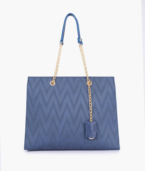 RTW Creation - Blue zig-zag pattern tote