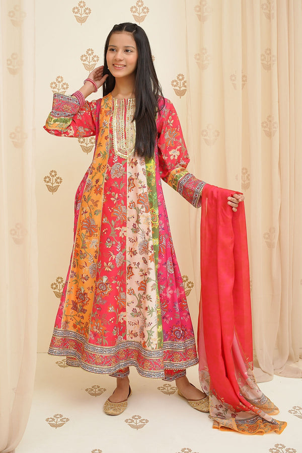 Ochre Clothing Girls Full Suits Swiss Lawn Digital Printed 3 Pc Suit