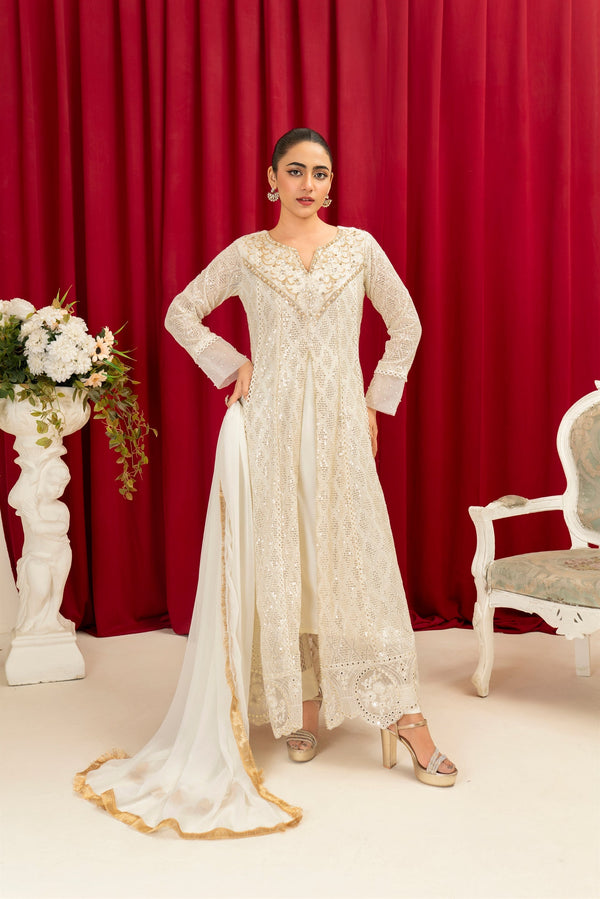 Manahils Stitched Formals K-136-Off White