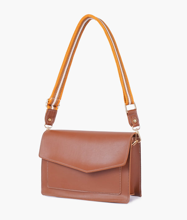 RTW Creation - Brown half flap cross-body bag