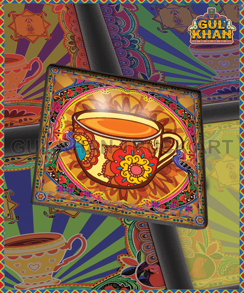 Red Floral Cup Printed Coaster Design