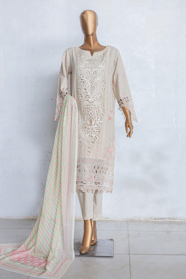 Bin Saeed Stitched 3 Piece Luxury Emb Cotton Vol-03 Collection'2024-LF-1056-Skin