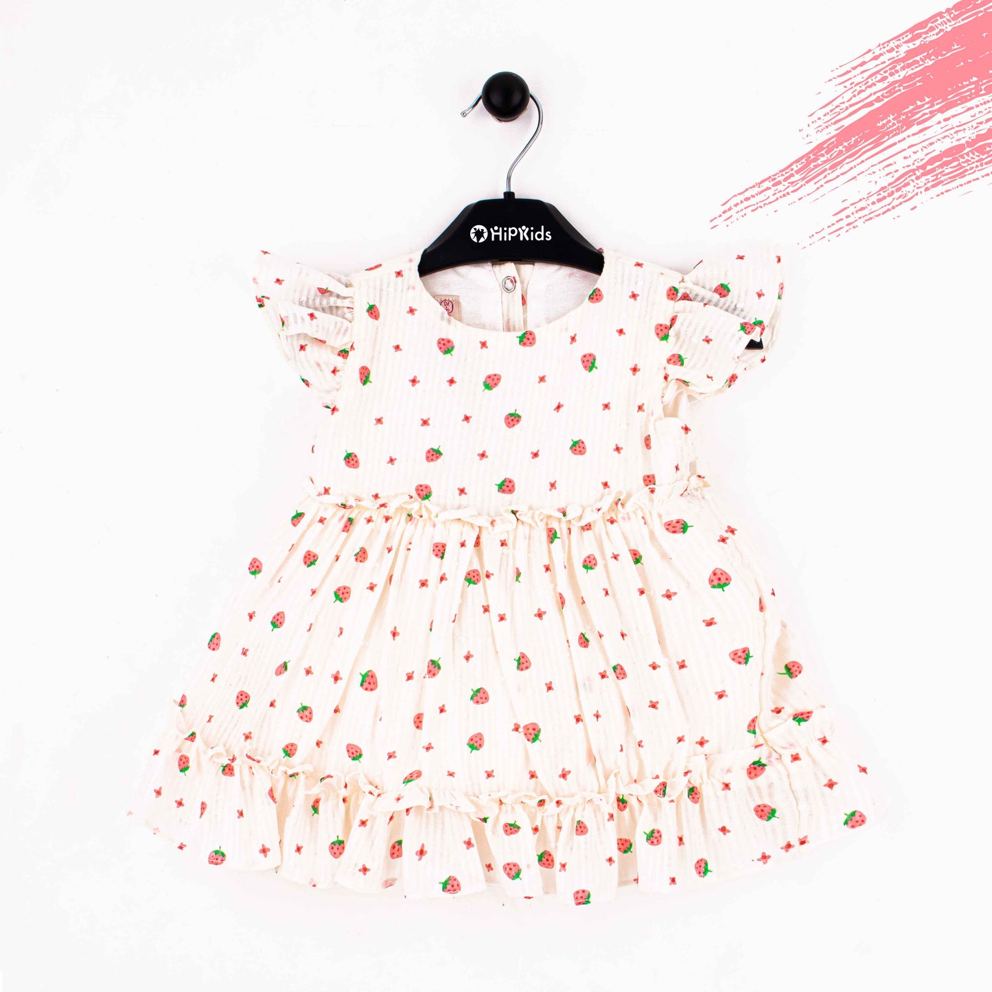 Baby Girl Off White Strawberry Cotton Frock