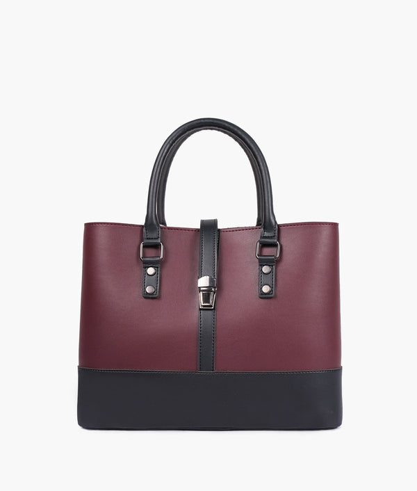 RTW Creation - Burgundy and black multi-compartment shoulder bag