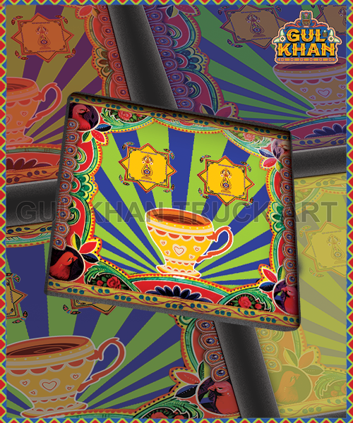 Purple & Green CUp Printed Coaster Design