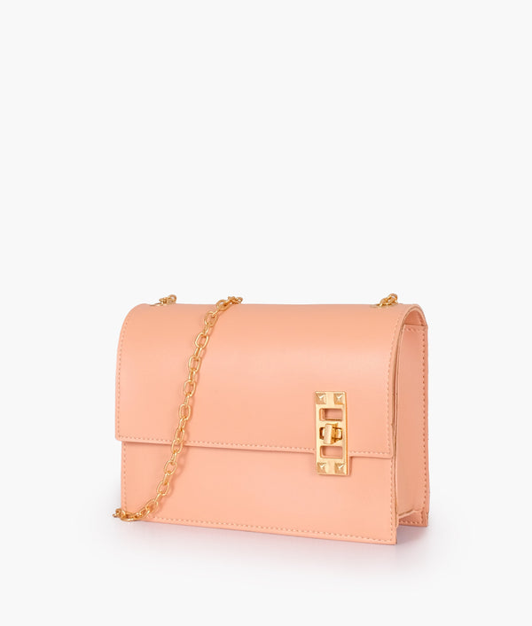 RTW Creation - Peach chain shoulder bag with twist lock