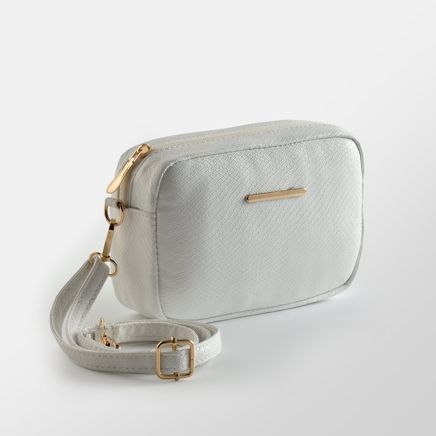 Buy Mini Snakeskin Square Bag - White in Pakistan