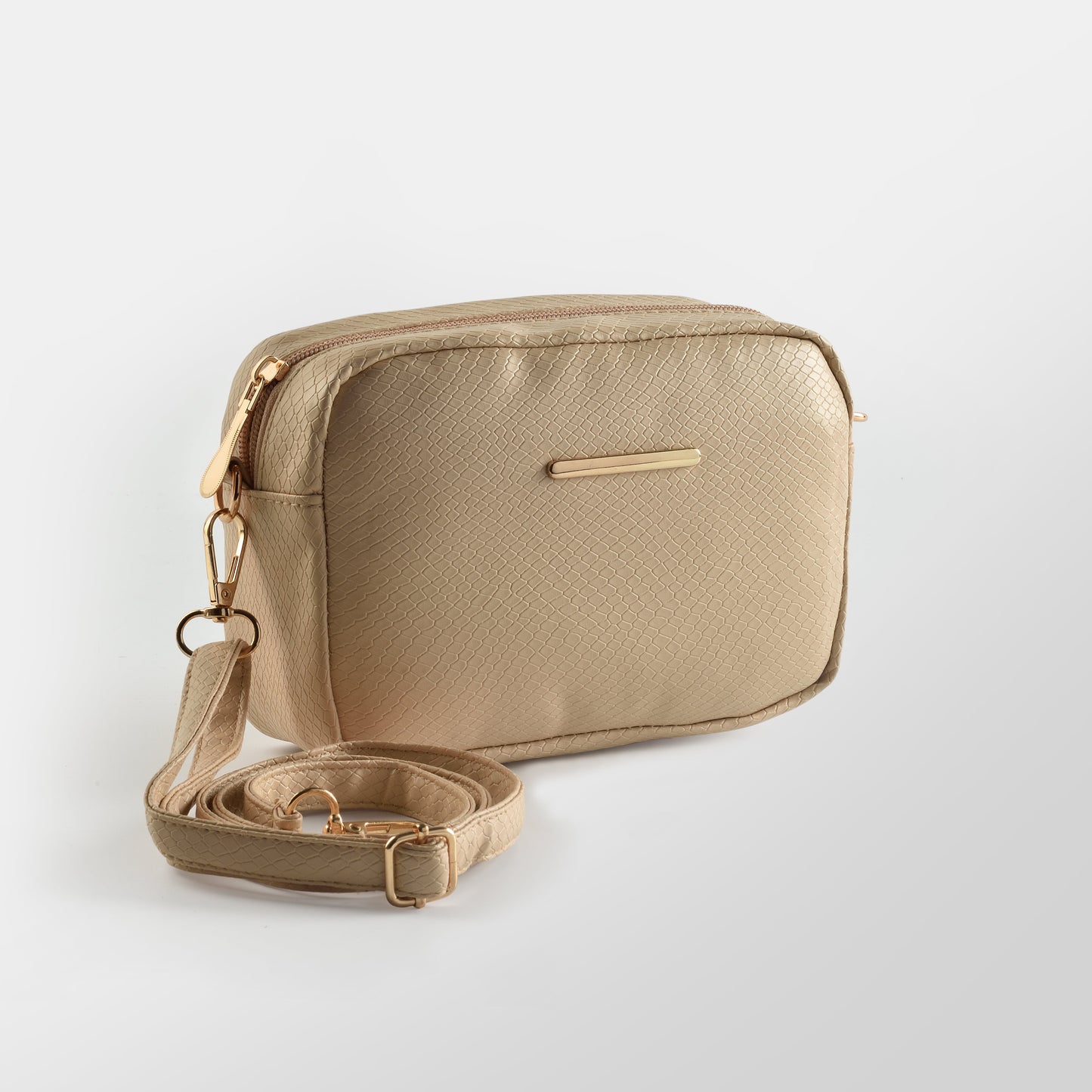 Mini Snakeskin Square Bag - Beige