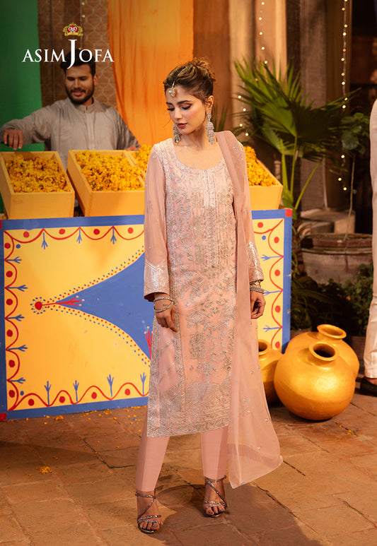 AJCDB-14 EMBROIDERED CHIFFON STITCHED 3 PCS