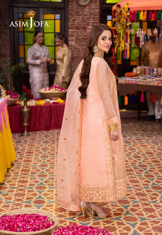AJEMB-20 EMBROIDERED ORGANZA STITCHED 3 PCS