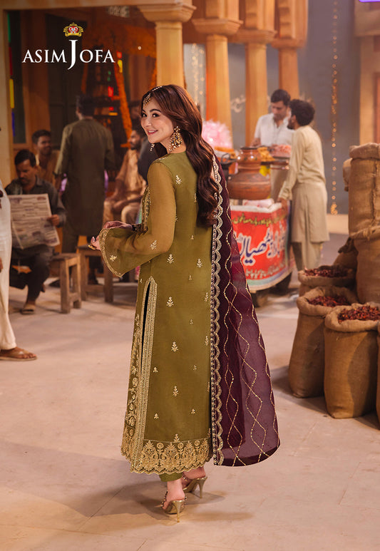 AJKKB-23 EMBROIDERED CHIFFON STITCHED 3 PCS