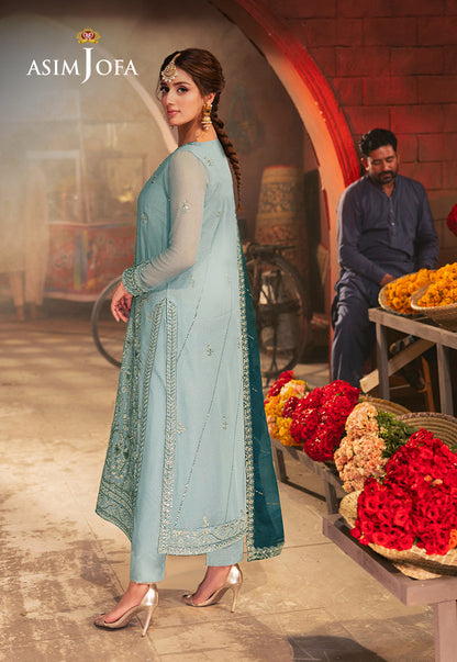 AJKKB-17 EMBROIDERED CHIFFON STITCHED 3 PCS