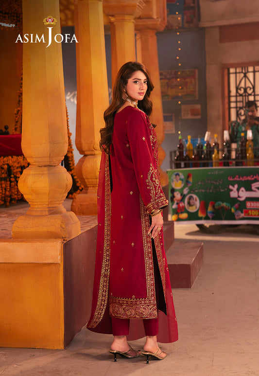 AJKKB-19 EMBROIDERED TWISTED SILK STITCHED 3 PCS