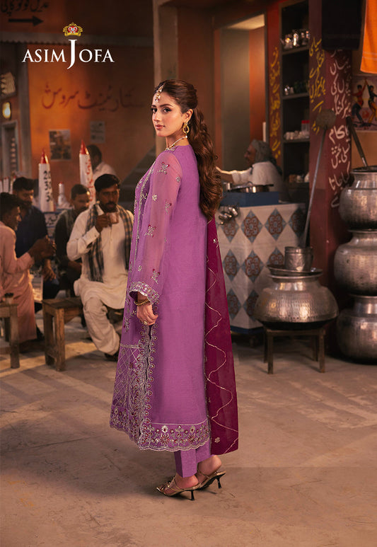 AJKKB-28 EMBROIDERED CHIFFON STITCHED 3 PCS
