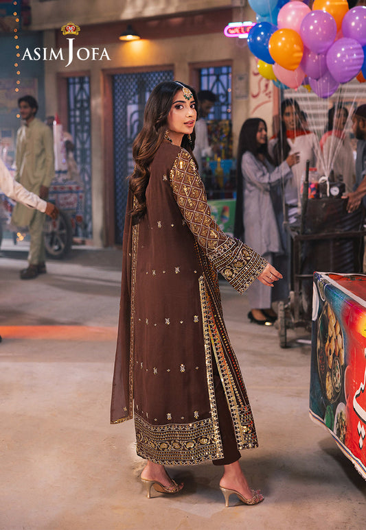 AJKKB-30 EMBROIDERED CHIFFON STITCHED 3 PCS