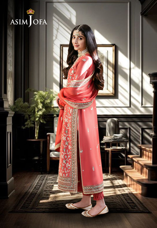 AJKMP-12 EMBROIDERED SILK STITCHED 3 PCS
