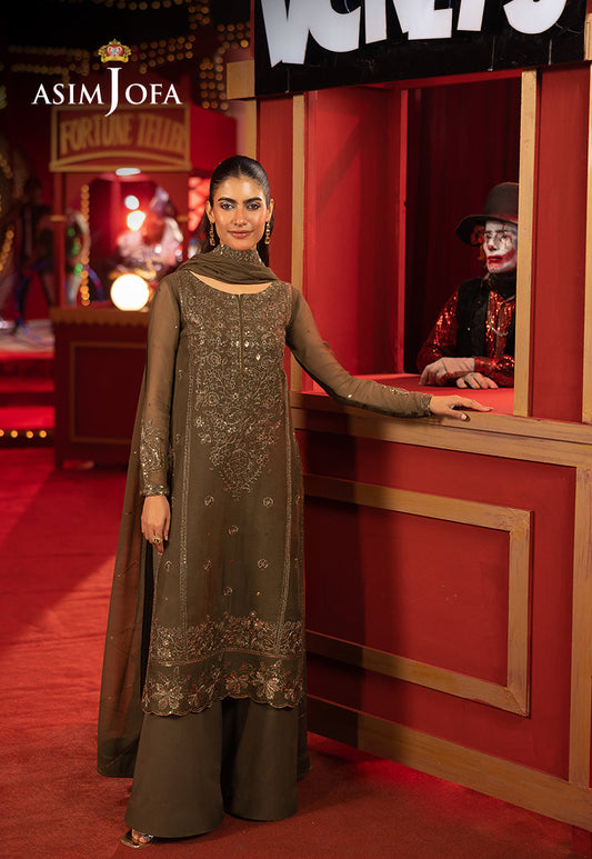 AJLLFB-07 Embroidered Chiffon Stitched 3 Pcs