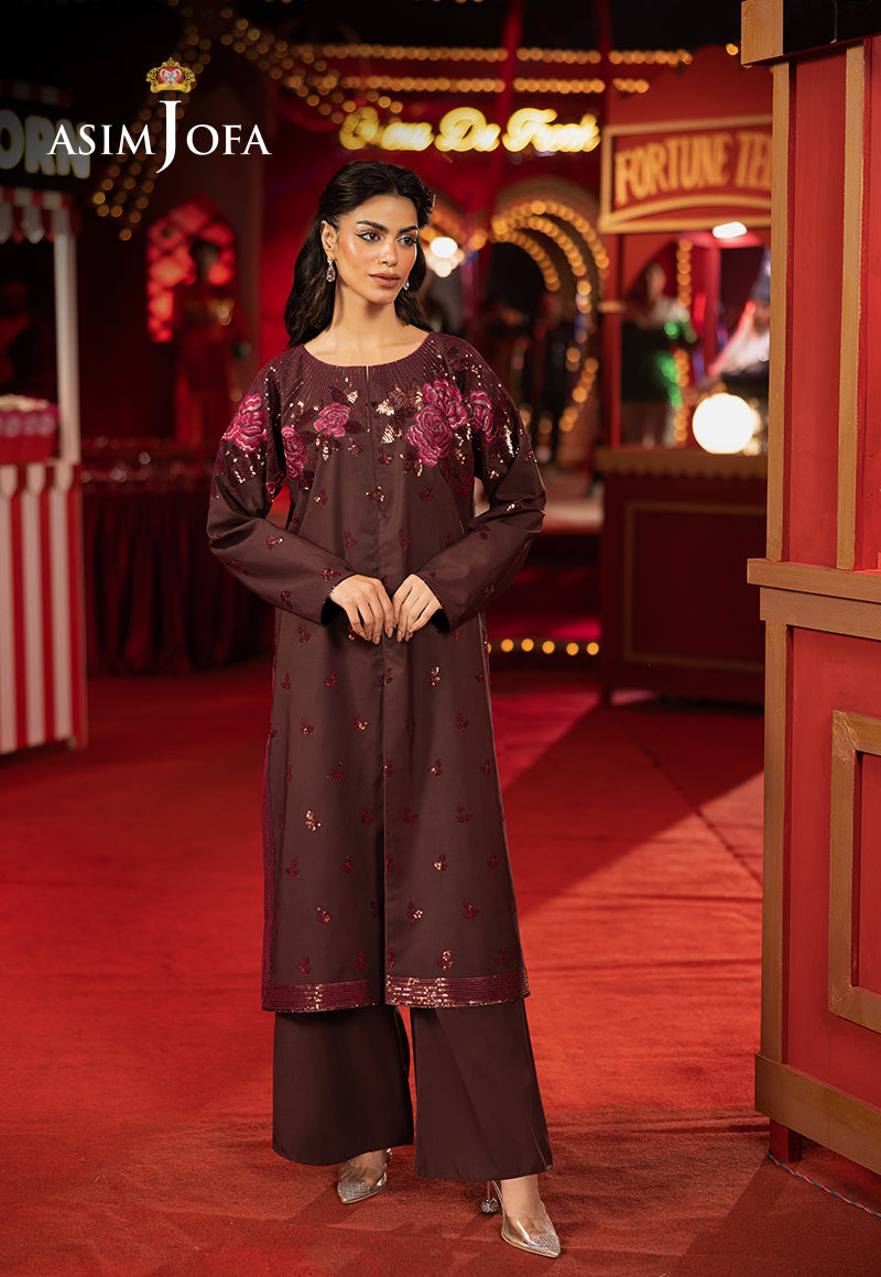 AJLLFB-10 Embroidered Silk Stitched 2 Pcs