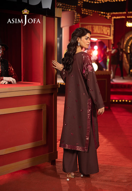 AJLLFB-10 Embroidered Silk Stitched 2 Pcs