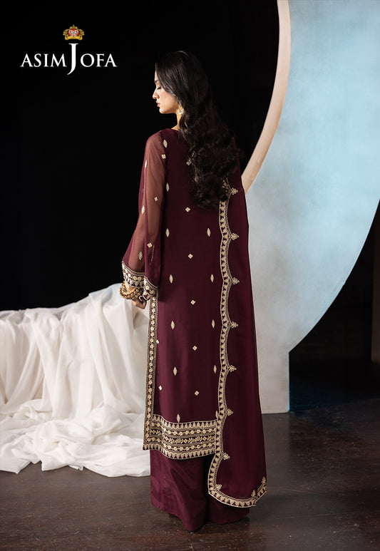 AJLLFB-19 Embroidered Chiffon Stitched 3 Pcs