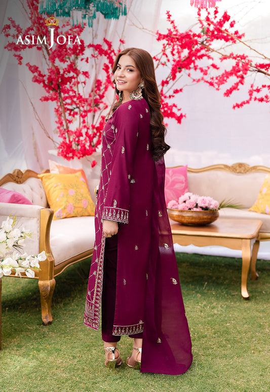 AJMJB-03 EMBROIDERED LAWN SILK STITCHED  3 PCS